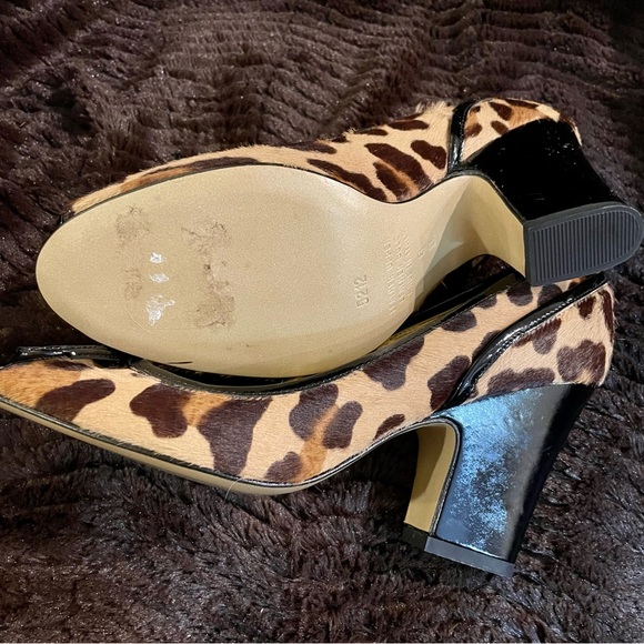Franco Barbieri Leopard Haircalf Peep-Toe Pump 8 B - Picture 6 of 14